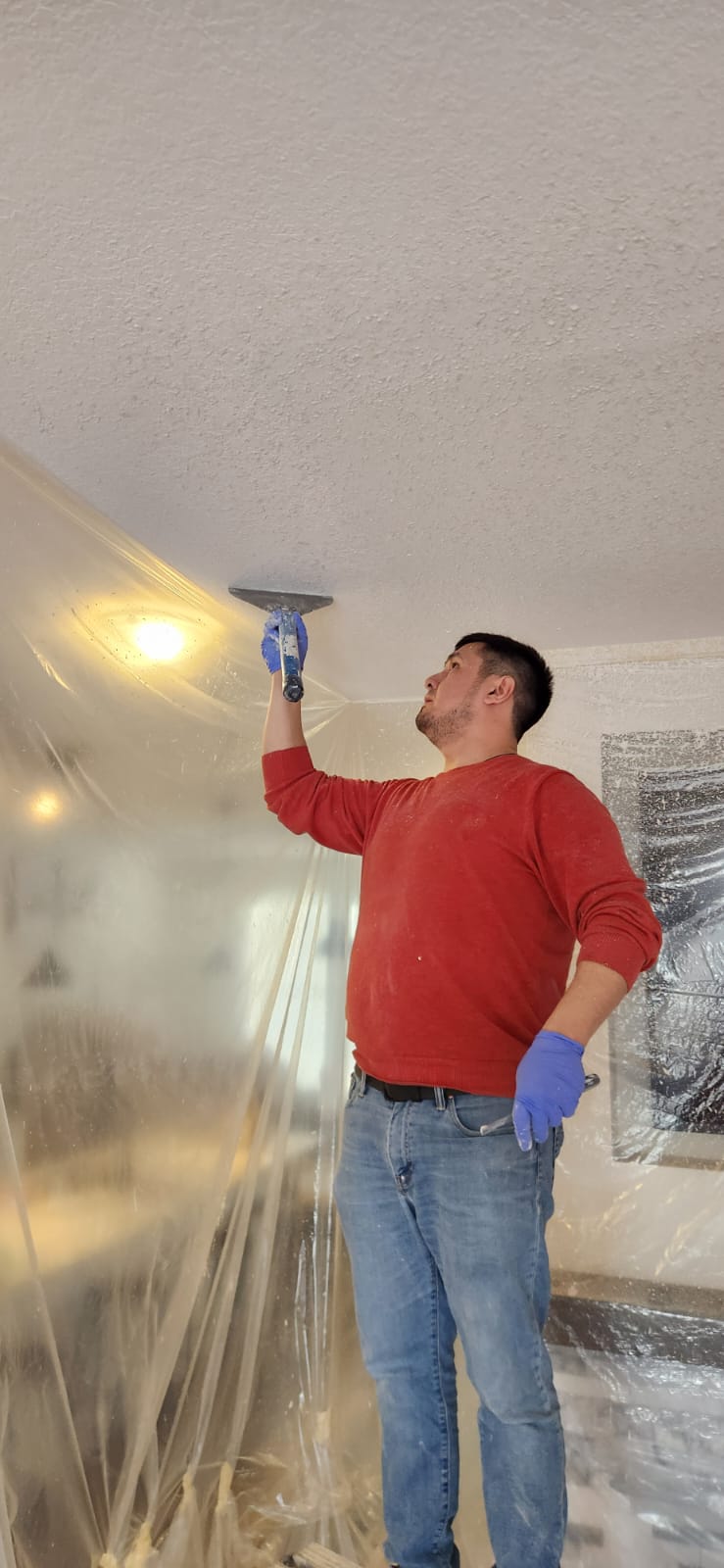 Ceiling prep and skim coat context for knockdown texture in Calgary